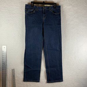 Lands' End Canvas Jeans Women's 31 Blue Denim Stretch Low Rise Straight Leg 7882